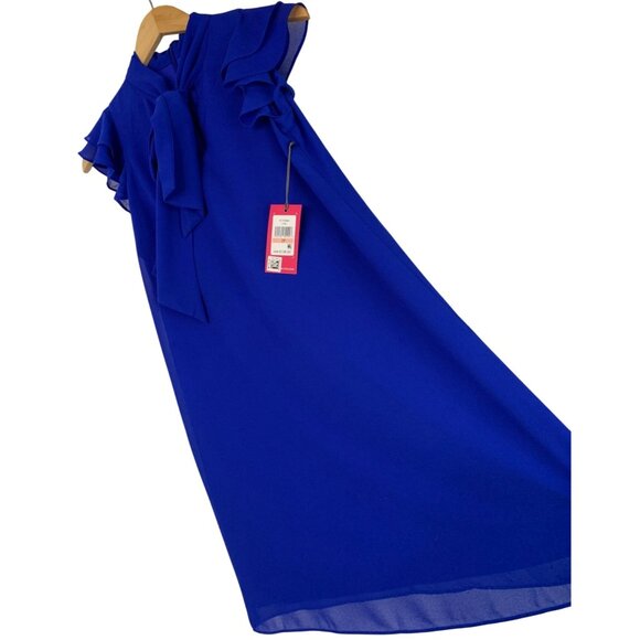 Vince Camuto 2P Tie Neck Flutter Sleeve Blue Mini Dress $138 8744 Chiffon - Picture 7 of 12
